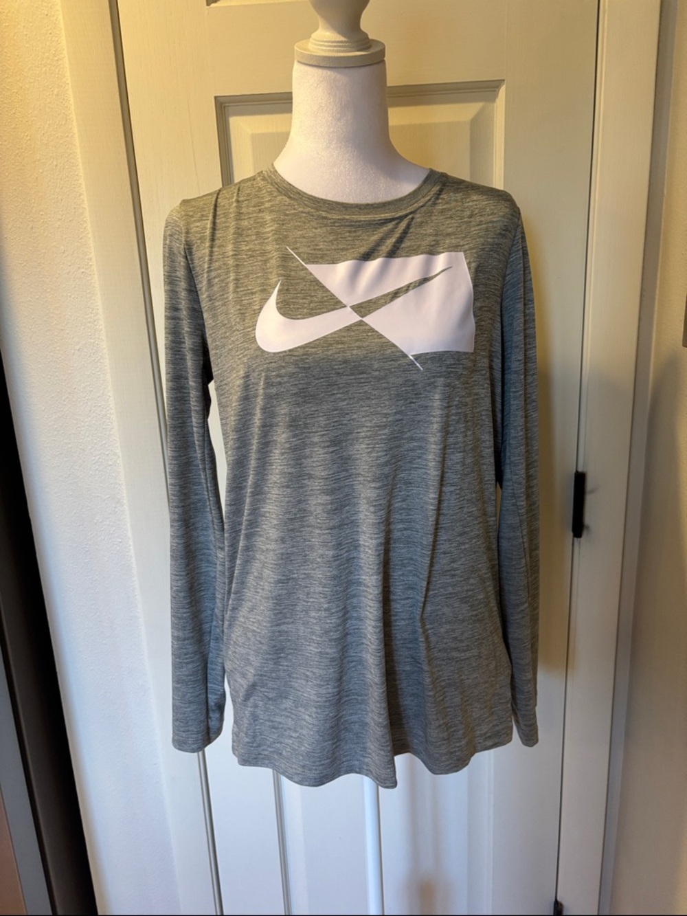Nike Gray Marled Long-Sleeve Logo Tee